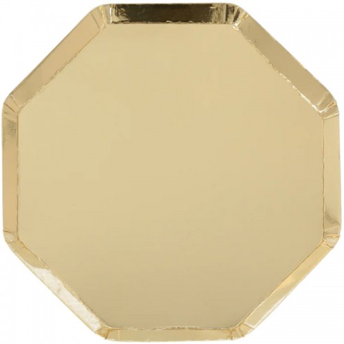 Pratos Octogonais Dourado|23cm